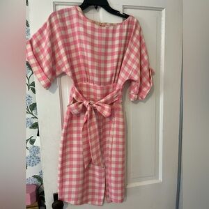 Closet Pink and White Gingham Midi Dress